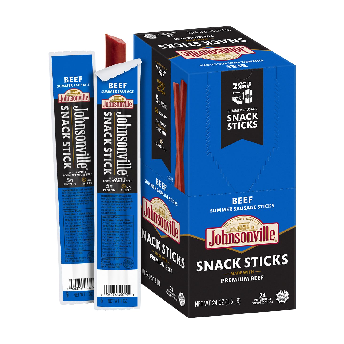 Johnsonville Summer Sausage Snack Sticks - Beefy Protein Treats
