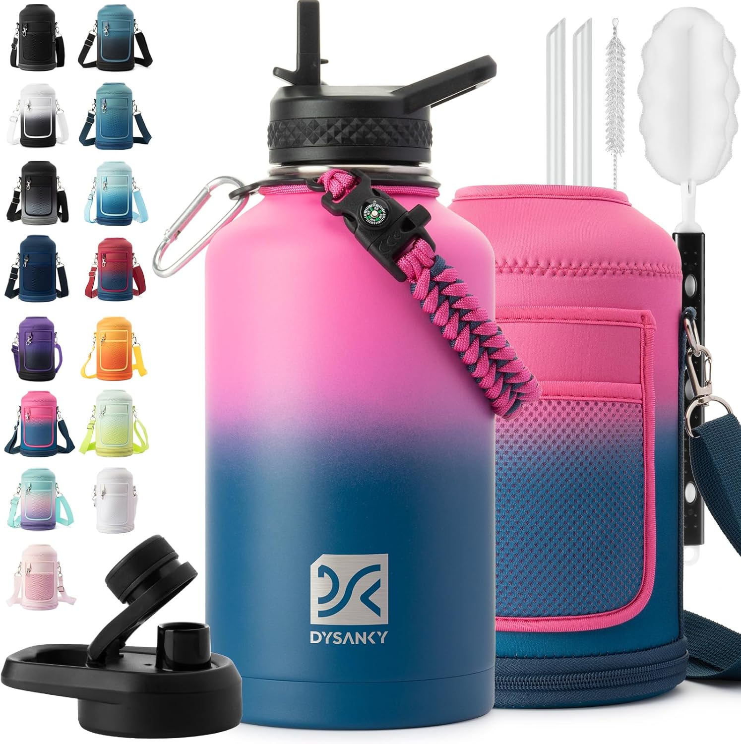 Insulated Water Bottle for Gym and Hiking - 64 oz Durable Jug