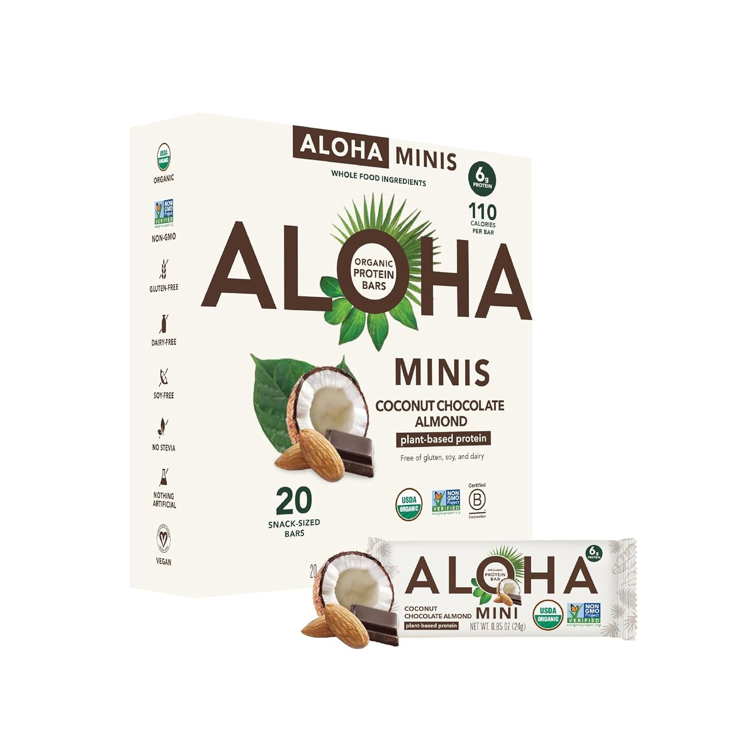 ALOHA Organic Plant Based Protein Bar MINIS for Healthy Snacking
