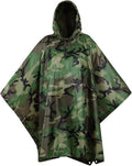 Military Style Rip-Stop Camouflage Rain Poncho - Multi Use