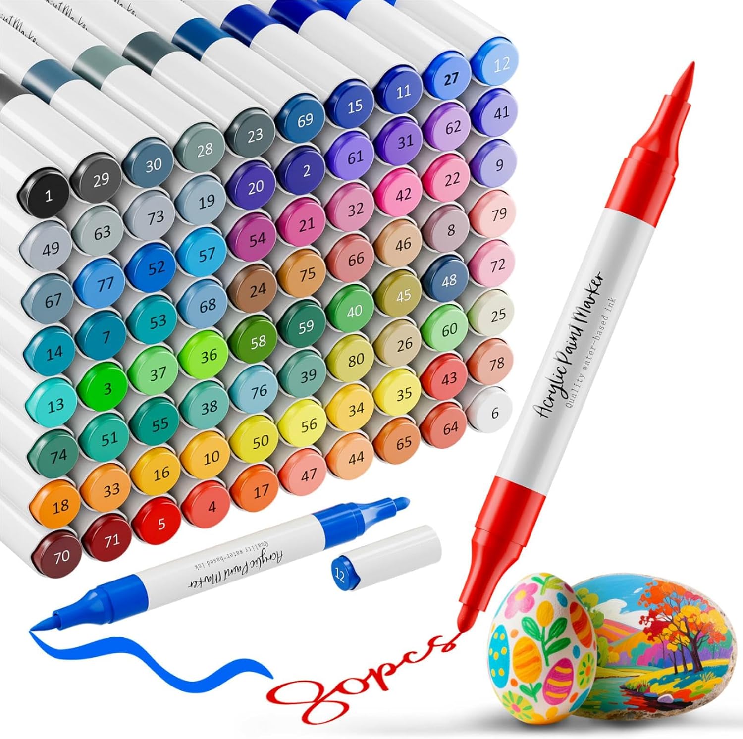 Acrylic Paint Markers Set with 80 Colors for All Your Crafts