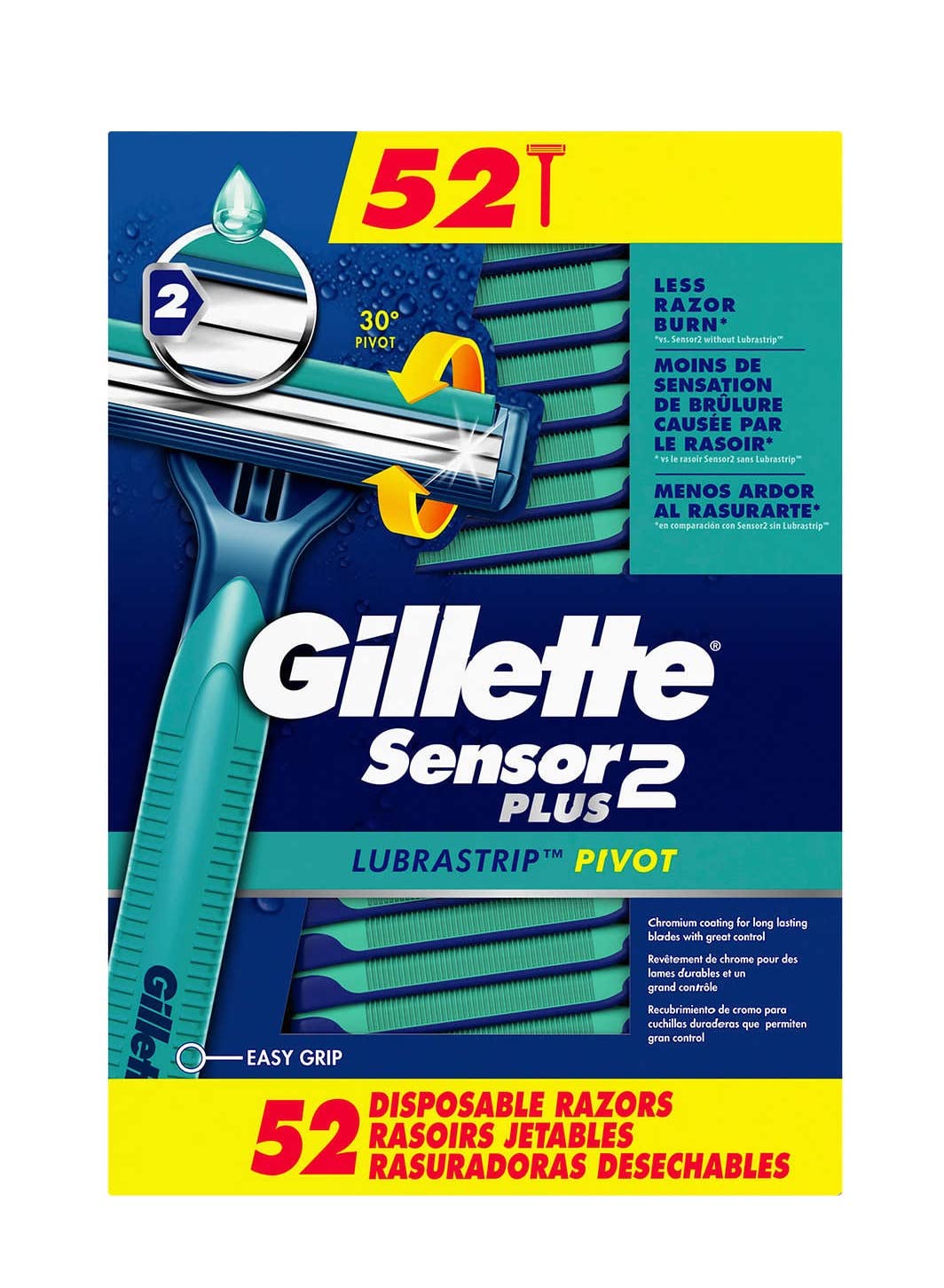 Gillette Sensor2 Plus Disposable Razor 52 Pack for Smooth Shaving