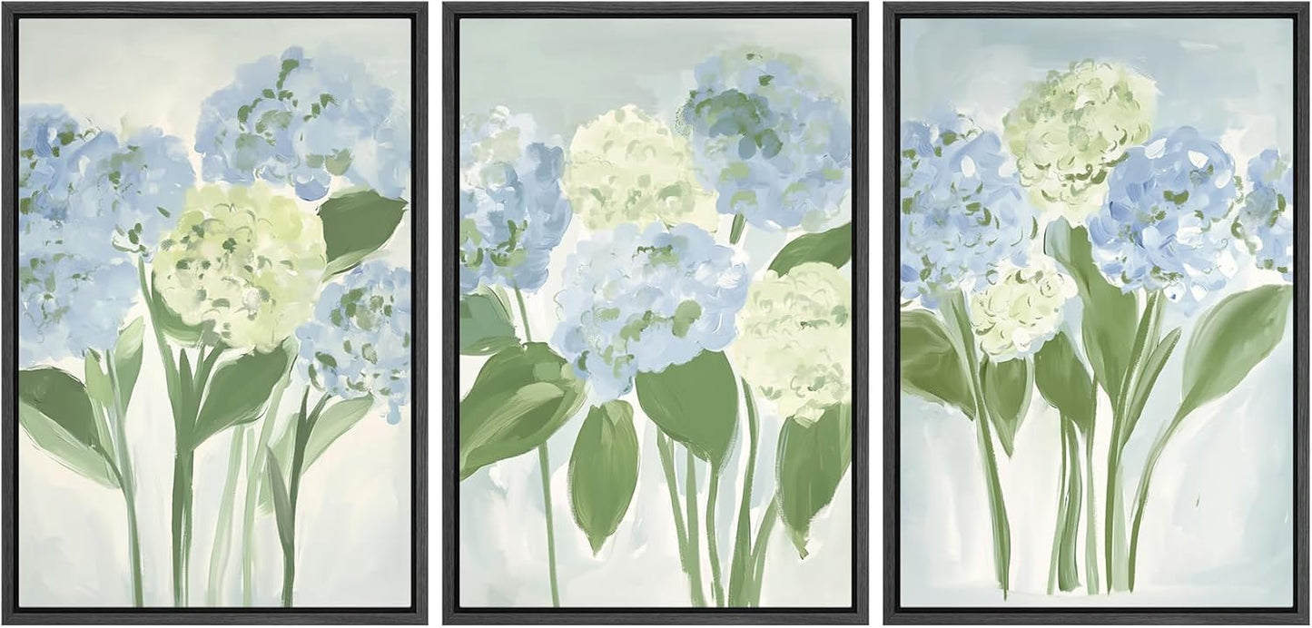 MUDECOR Framed Wall Art Print Set Blue Hydrangea Floral Chic
