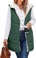 XIEERDUO Long Puffer Vest for Women - Reversible Warm Outerwear