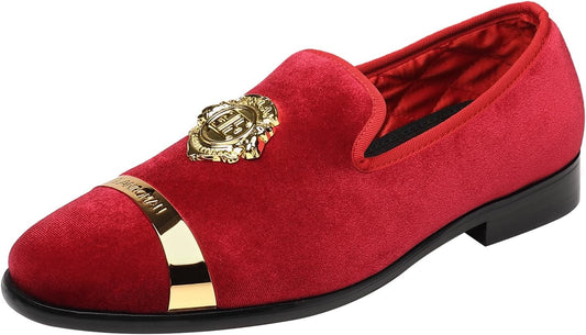 ELANROMAN Men's Velvet Loafers for Weddings and Parties