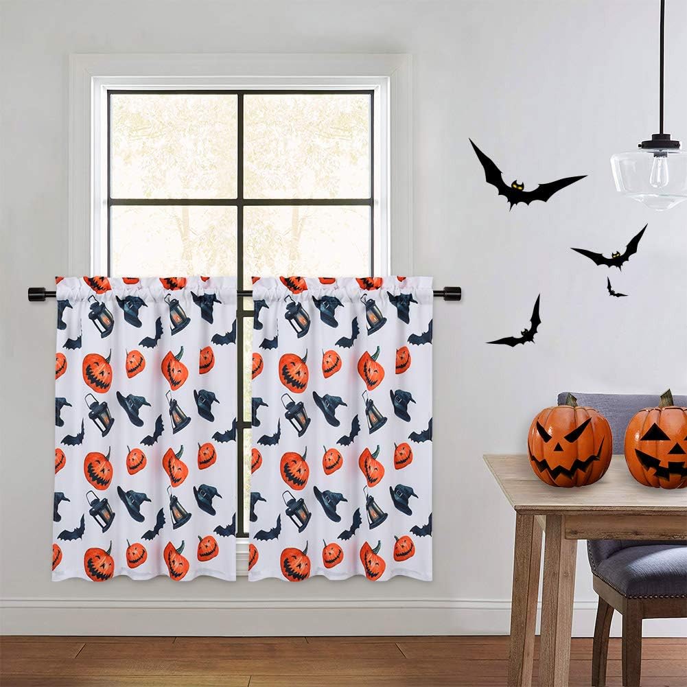 CAROMIO Halloween Kitchen Curtains - Spooky & Stylish 36 Pumpkins/Bats