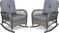 VIVIJASON 2 Piece Patio Wicker Rocker Chair Set - Comfortable Outdoor