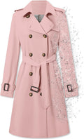 Betusline Women's Double Breasted Waterproof Trench