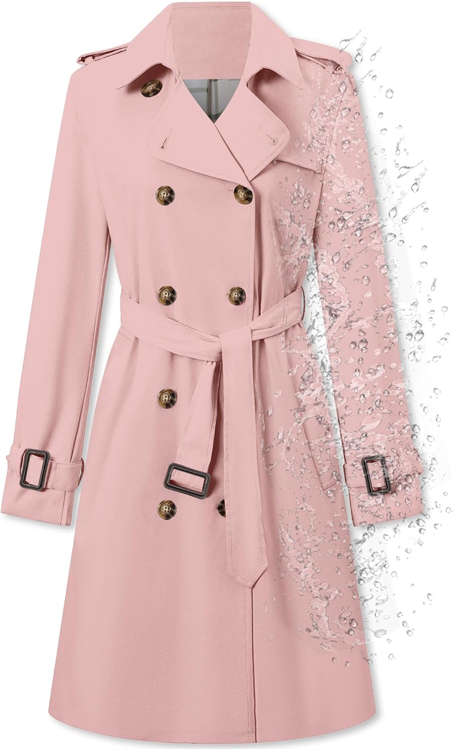 Double Breasted Waterproof Trench Coat for Women - Stylish Overcoat