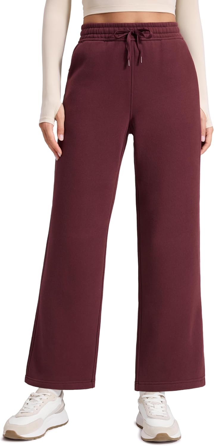 CRZ YOGA Cotton Fleece Lined Sweatpants for Women - Cozy Fit