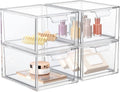4 Pack Stackable Makeup Organizer and Storage - Clear Acrylic Drawers