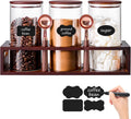 Glass Coffee Containers Airtight Canisters with Bamboo Shelf - Retro