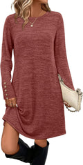 Long Sleeve Tunic Dress with Pockets - Versatile Fall to Winter Dress