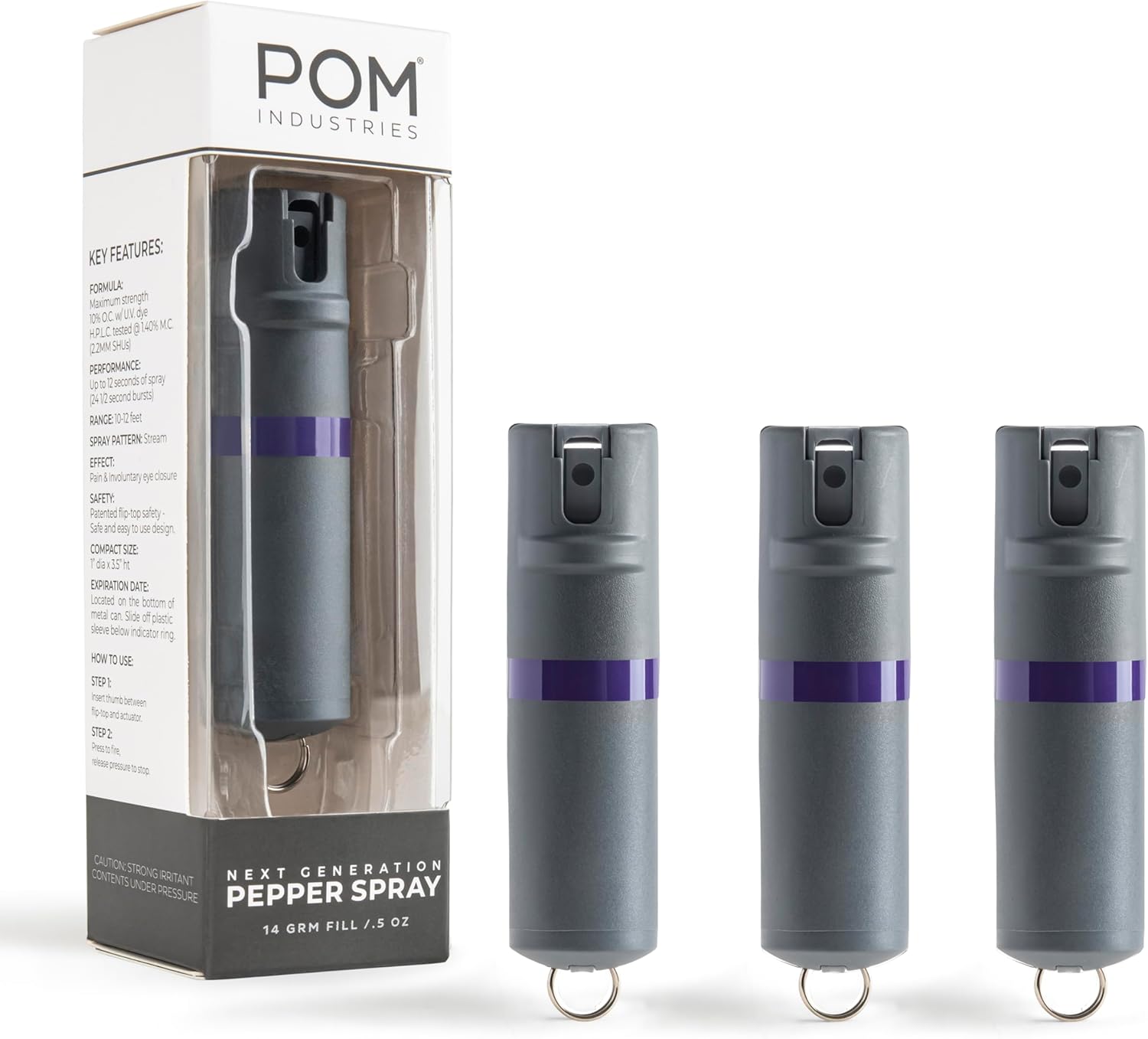 POM Pepper Spray Keychain - Maximum Strength Self Defense Tool