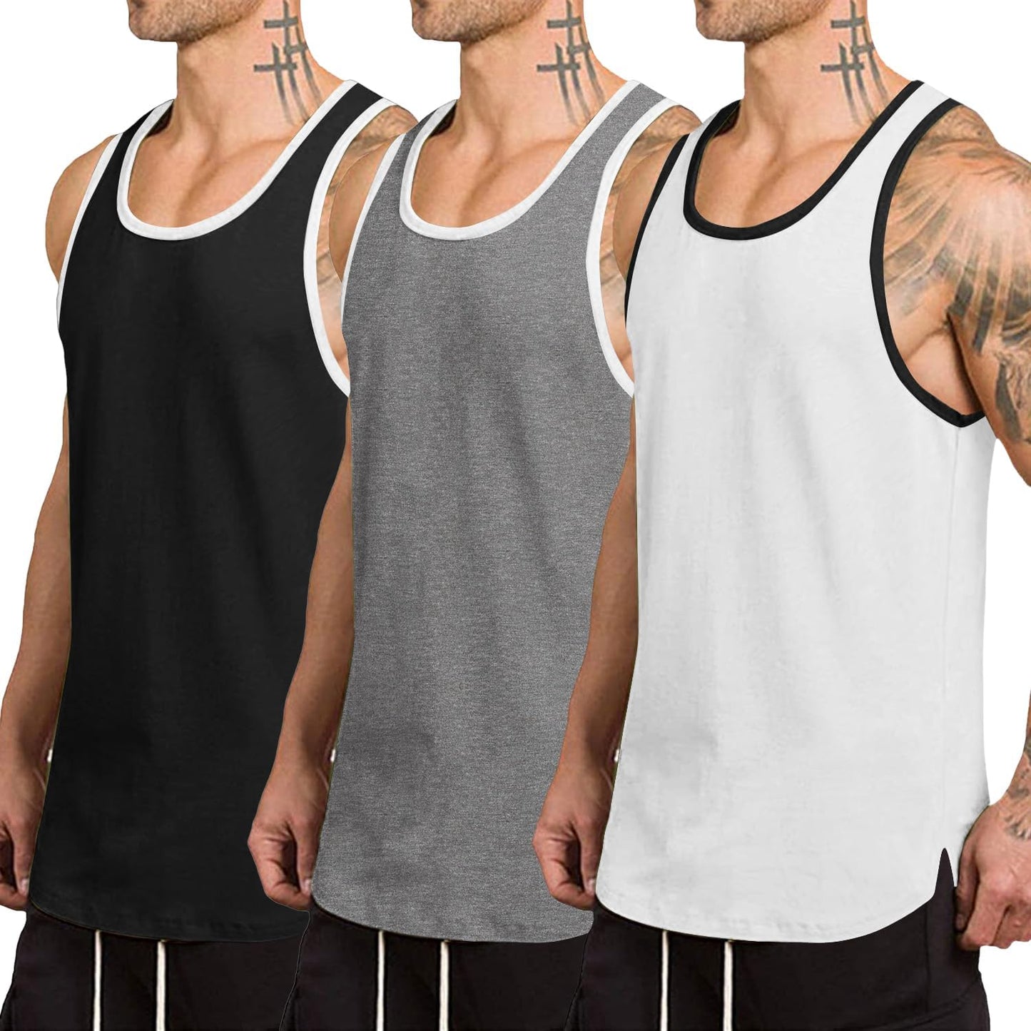 COOFANDY Men's Quick Dry Workout Tank Top - 3 Pack Gym Tees