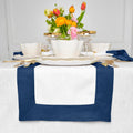 Solino Home Linen Table Runner 14 x 60 in Indigo Blue and White