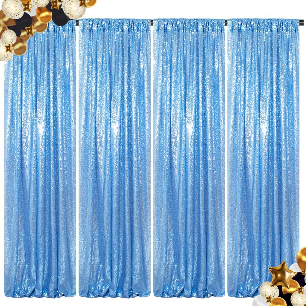 ShinyBeauty Baby Blue Sequin Curtains for Stunning Backdrops