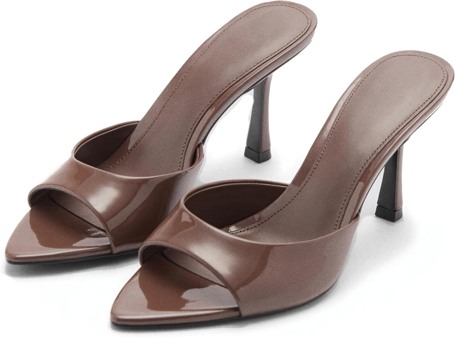 High Heel Mules for Women Slip On Open Pointed Toe Classy Shoes