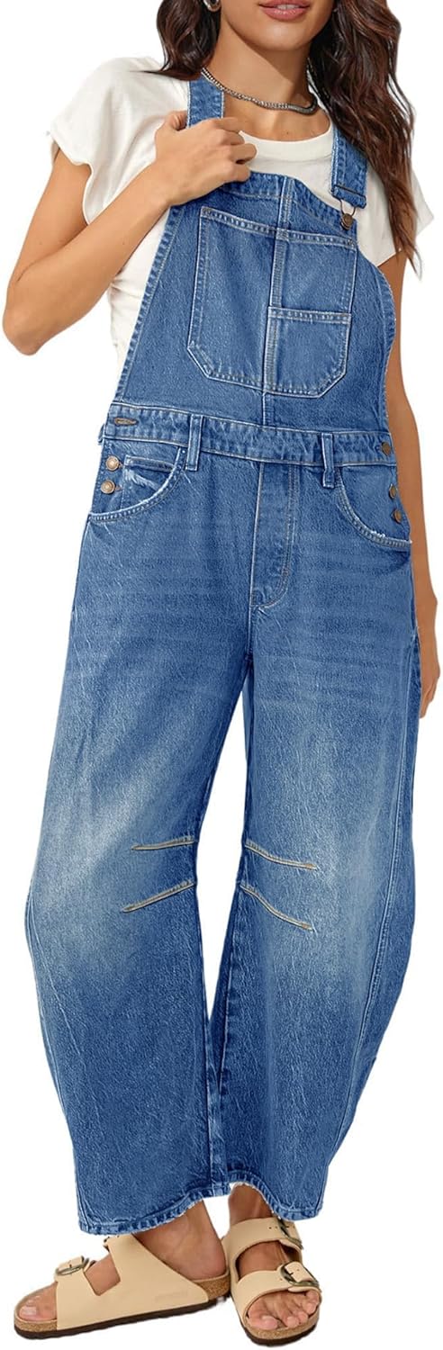 Barrel Overalls Jumpsuits for Women Casual Loose Baggy Jeans