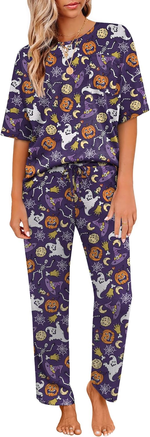Waffle Knit Pajama Sets for Women - Soft Sleepwear Lounge Set