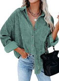 Dokotoo Womens Corduroy Button Down Shirt - Oversized Comfort Loose