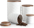 Ceramic Canisters Set 4-Pack Walnut White - Stackable Kitchen Storage