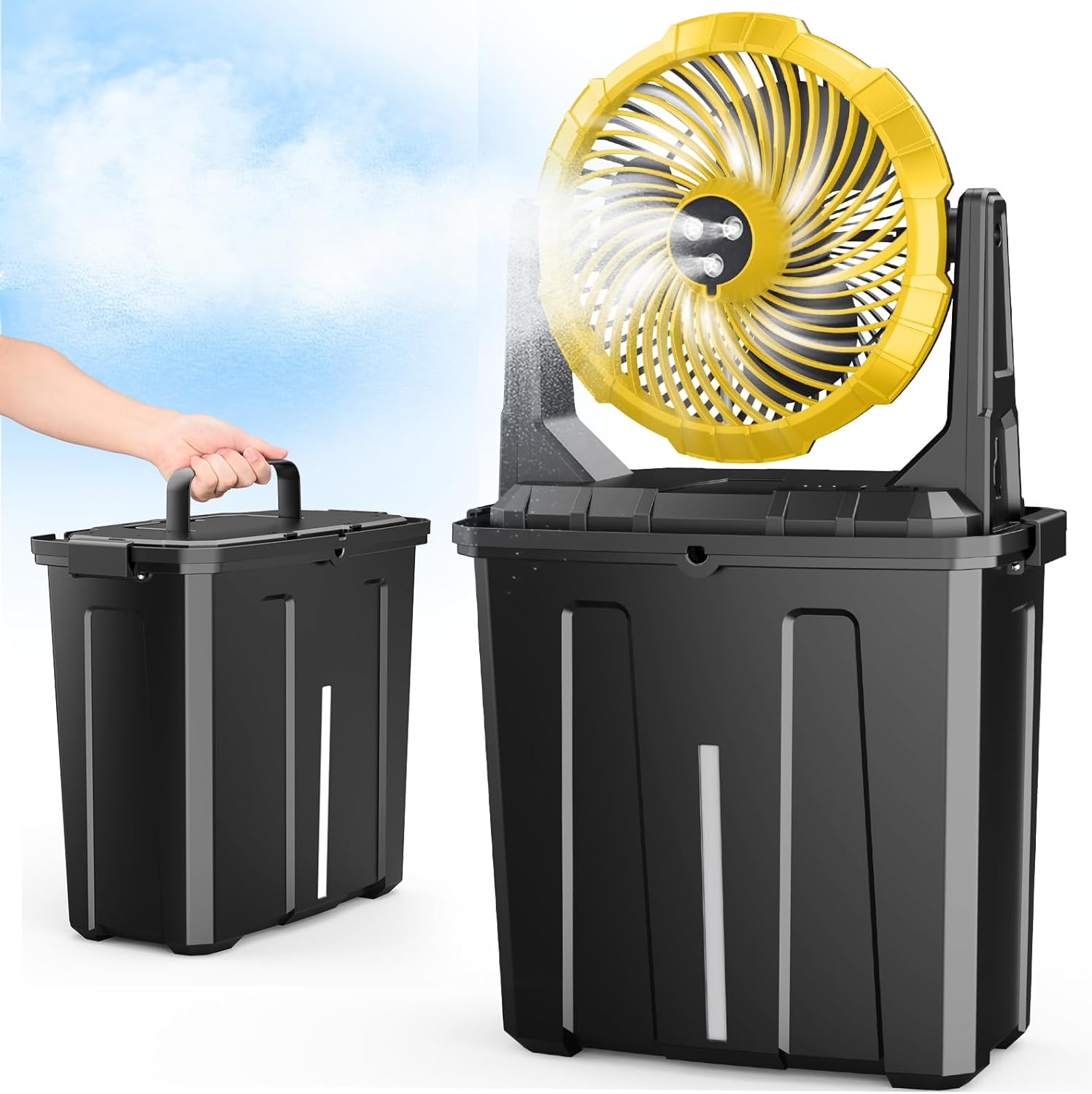 Portable Misting Fan with 9L Bucket for Outdoor Cooling