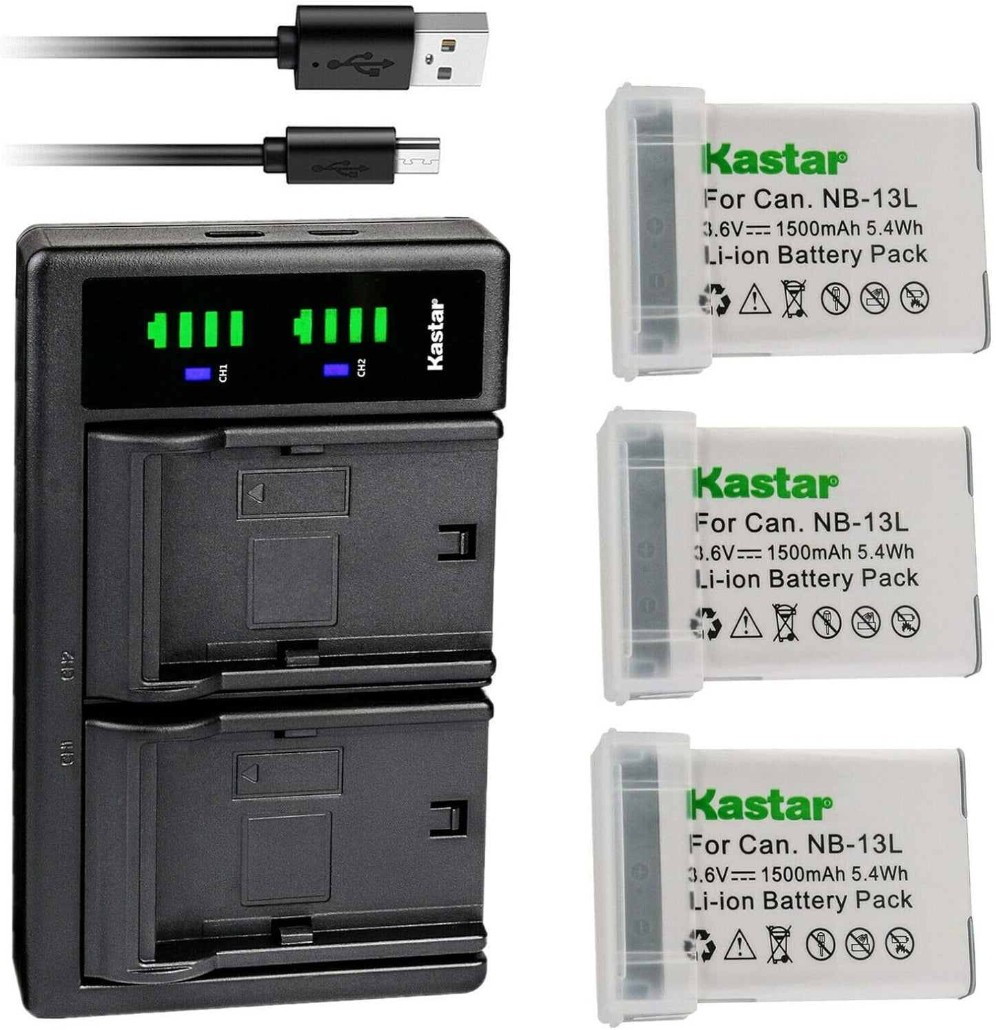 Kastar 3-Pack NB-13L Battery and USB Charger for Canon Cameras