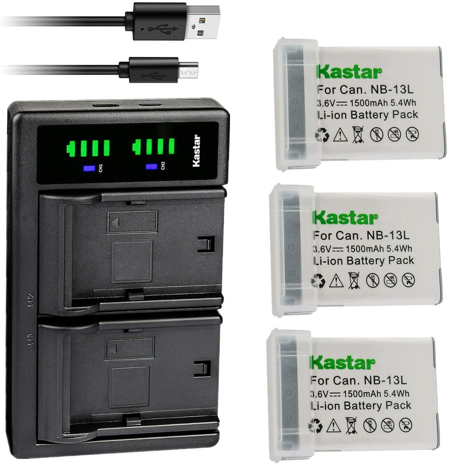 Kastar 3-Pack NB-13L Battery and USB Charger for Canon Cameras
