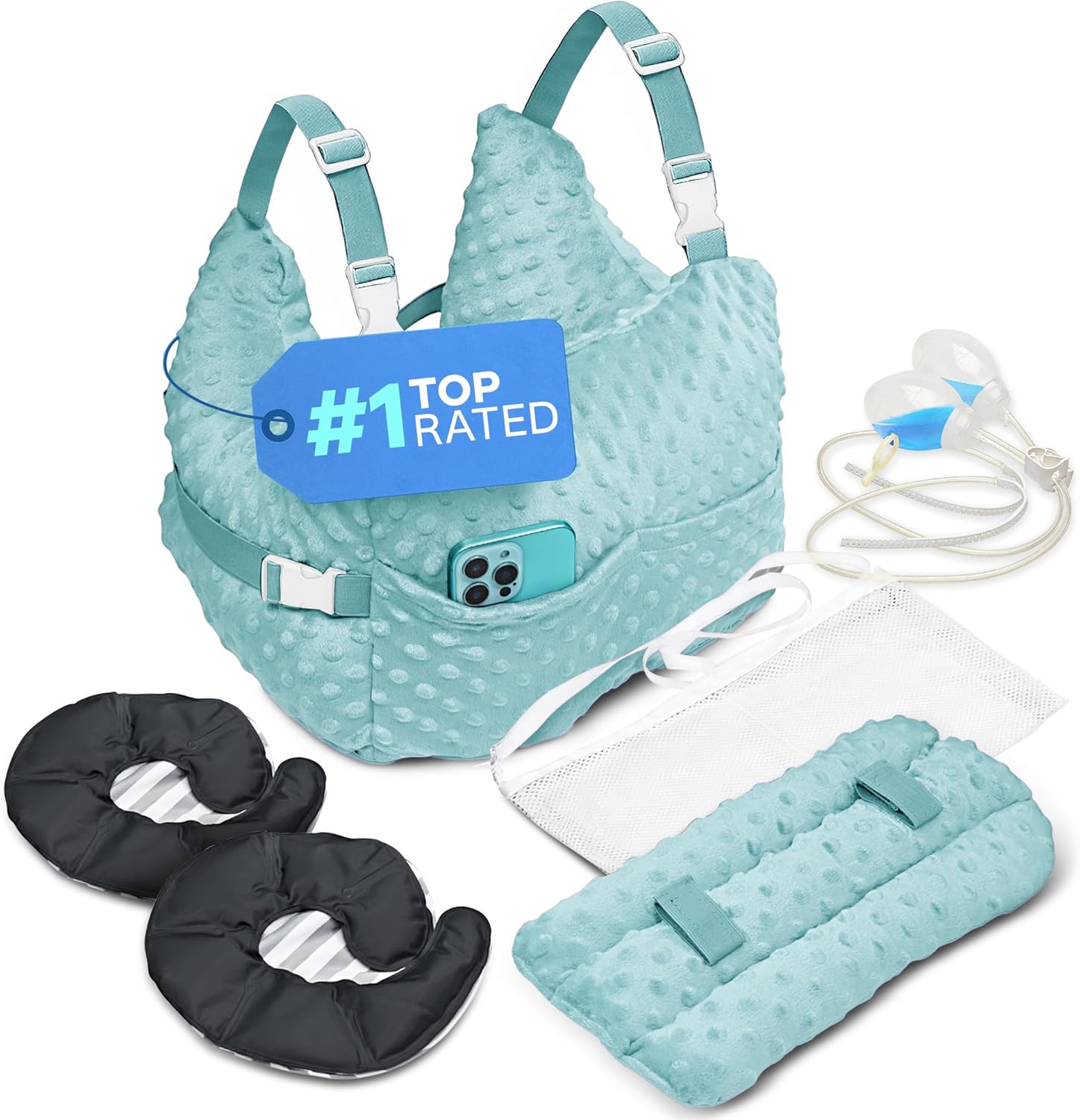 Mastectomy Recovery Pillow with Strap & Seat Belt Cover for Comfort