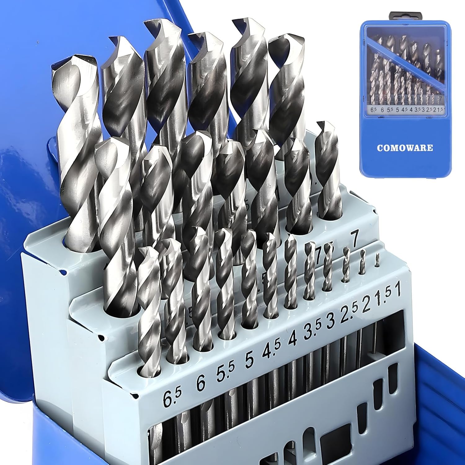 COMOWARE Drill Bit Sets for Metal - 25 Pcs HSS Drill Bits