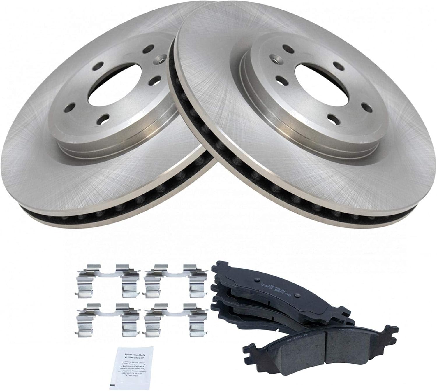TRQ Front Brake Pad & Rotor Kit for 2010-2012 Ford Taurus