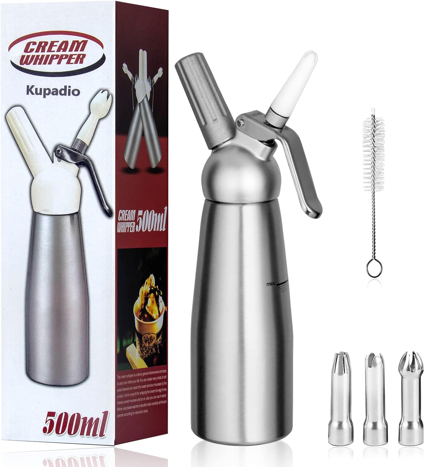 500mL Aluminum Cream Maker - 3 Nozzles - Whipped Cream Delight