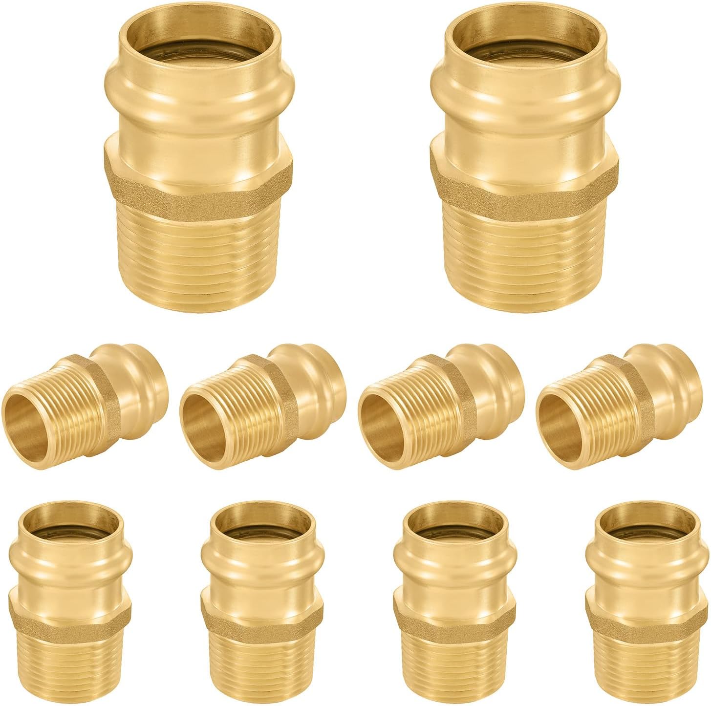 FOSKAN Brass Press Fittings 10-Pack for Easy Plumbing Connections