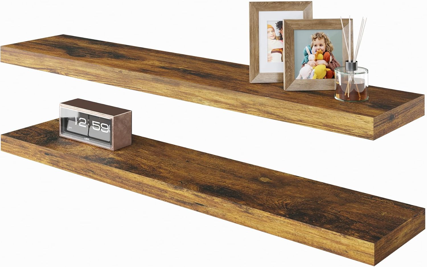 Floating Shelves for Home Decor - Rustic Brown Wall Mounted