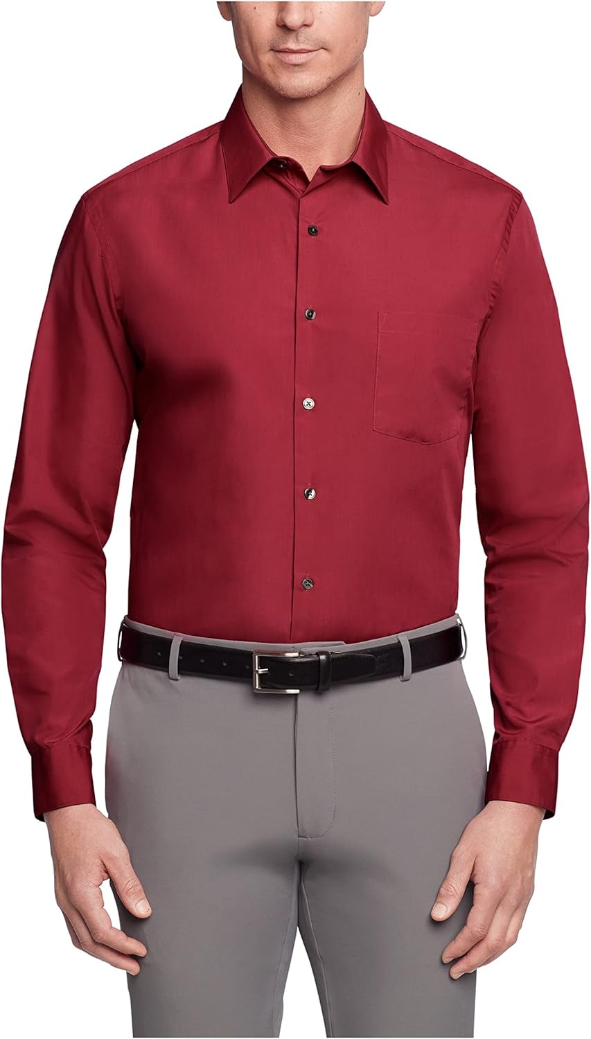 Van Heusen Men's Dress Shirt Regular Fit Poplin Solid for Comfort