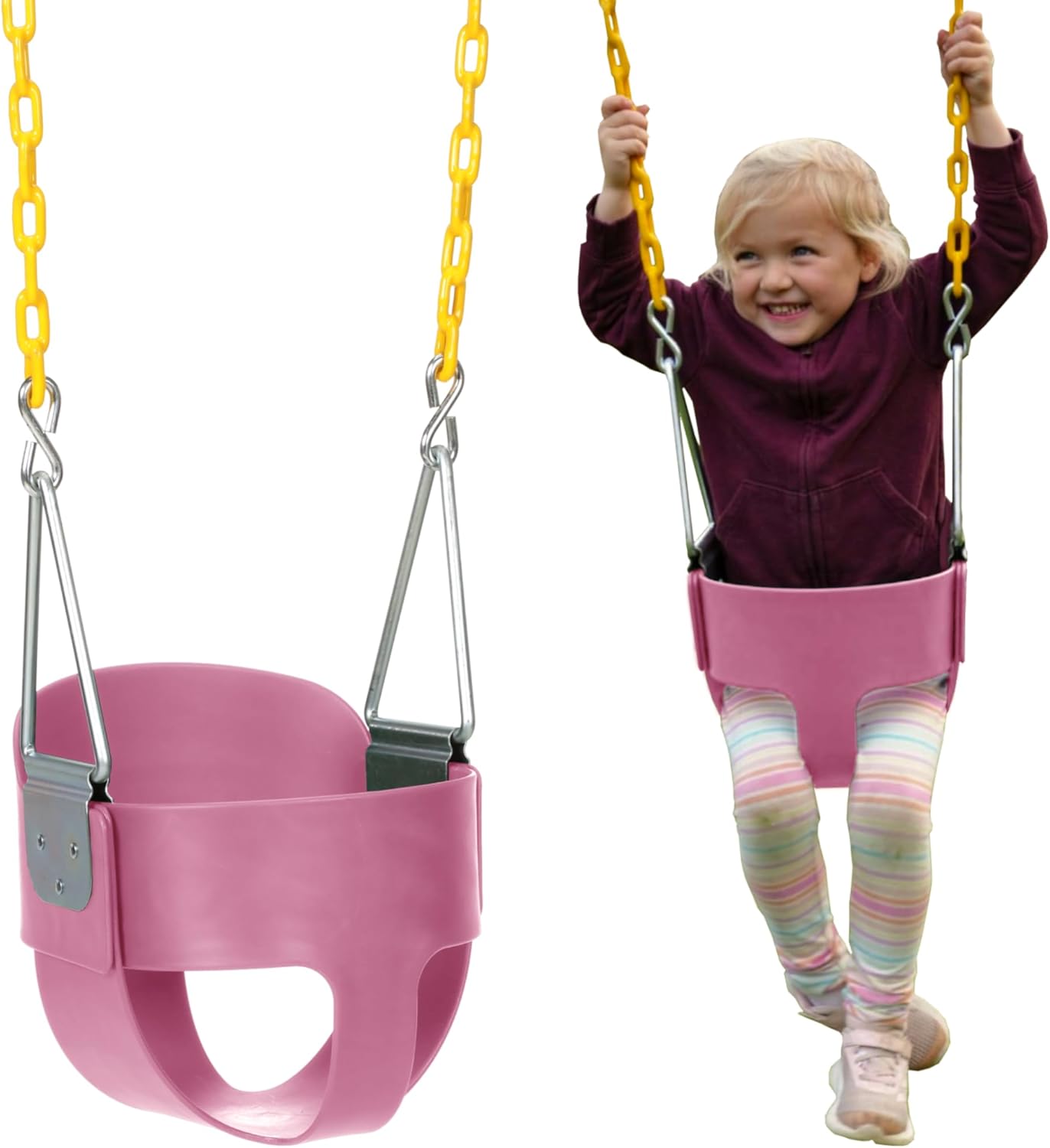 Coated Chains, Fully Assembled Toddler Swing | Pink Joy!