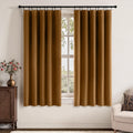 Golden Brown Velvet Curtains 63 in Luxury Blackout Drapes