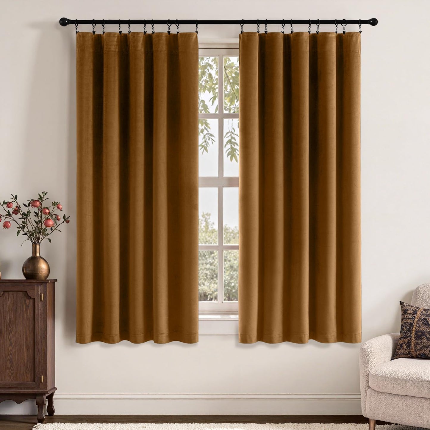 MIULEE Golden Brown Velvet Curtains for Luxurious Room Decor