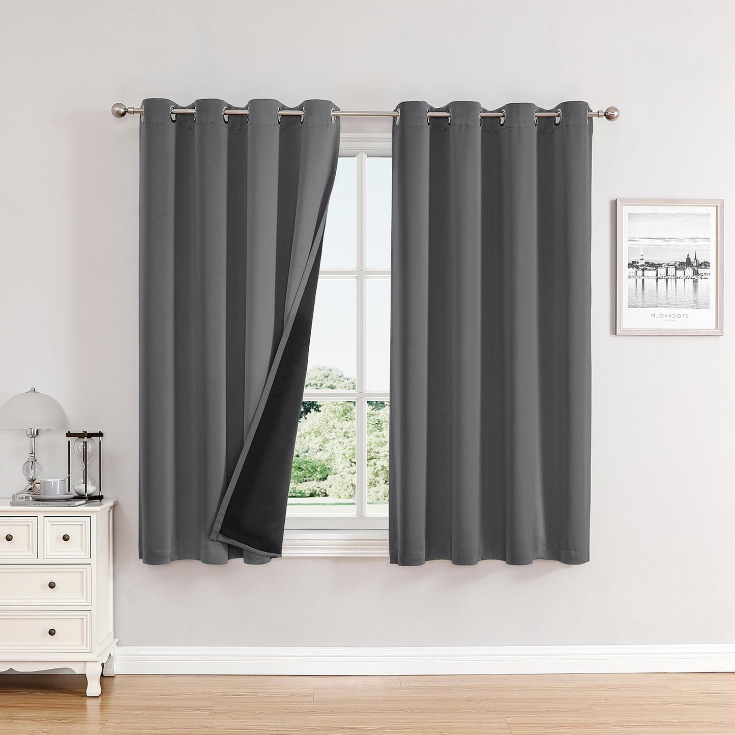 ChrisDowa 100% Blackout Curtains for Bedroom, 2 Panels Set