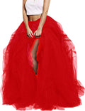 Lisong Women High Waist Layered Tulle Maxi Skirt for Elegant Style