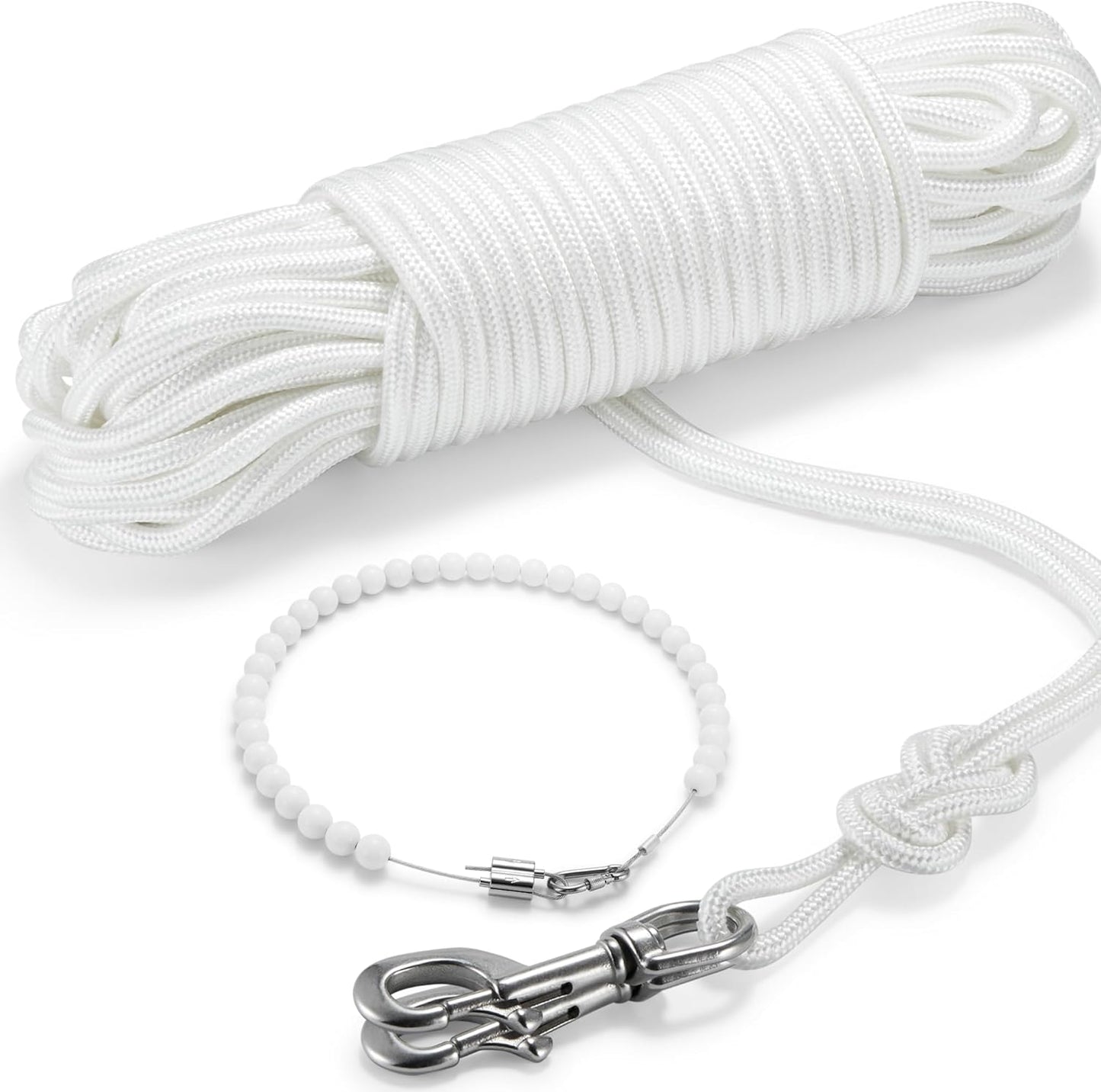 3/8in Flag Pole Rope Kit with Stainless Steel Snap Hooks