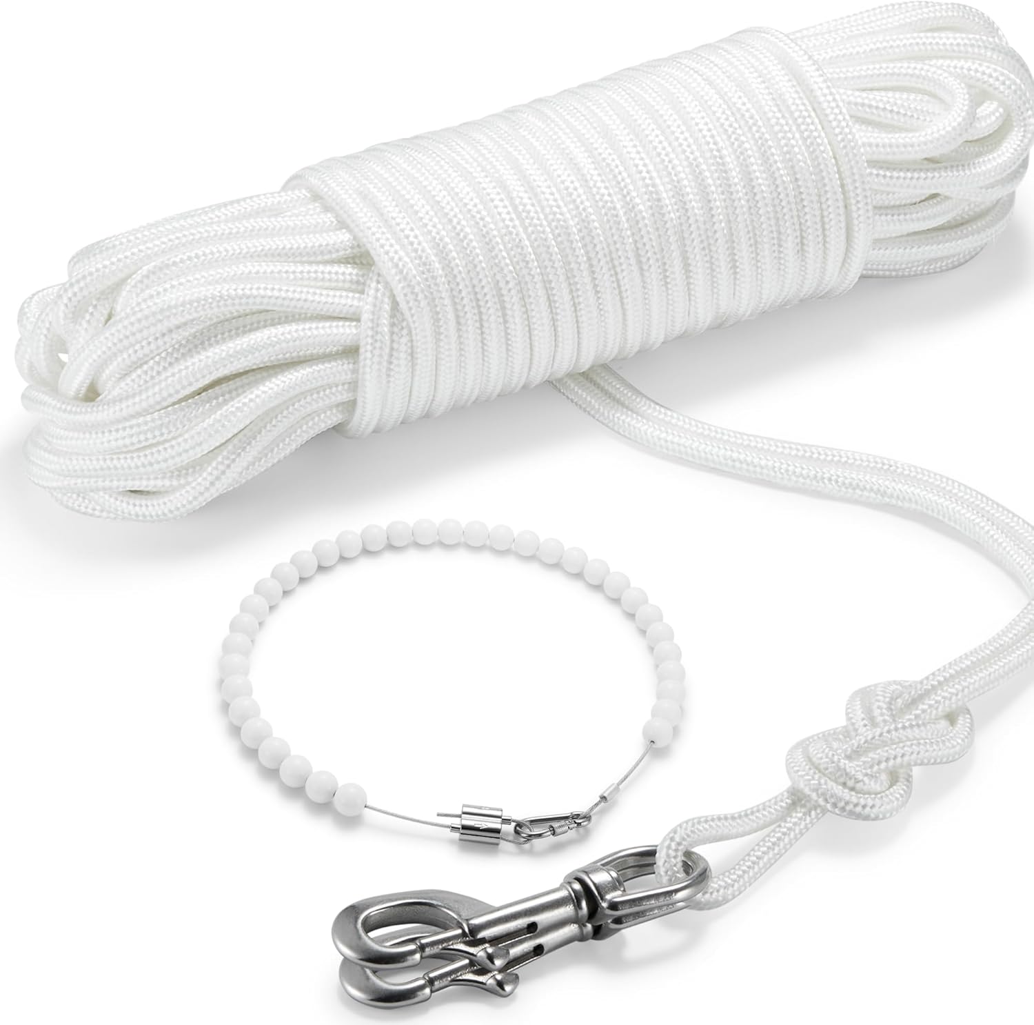 3/8in Flag Pole Rope Kit with Stainless Steel Snap Hooks
