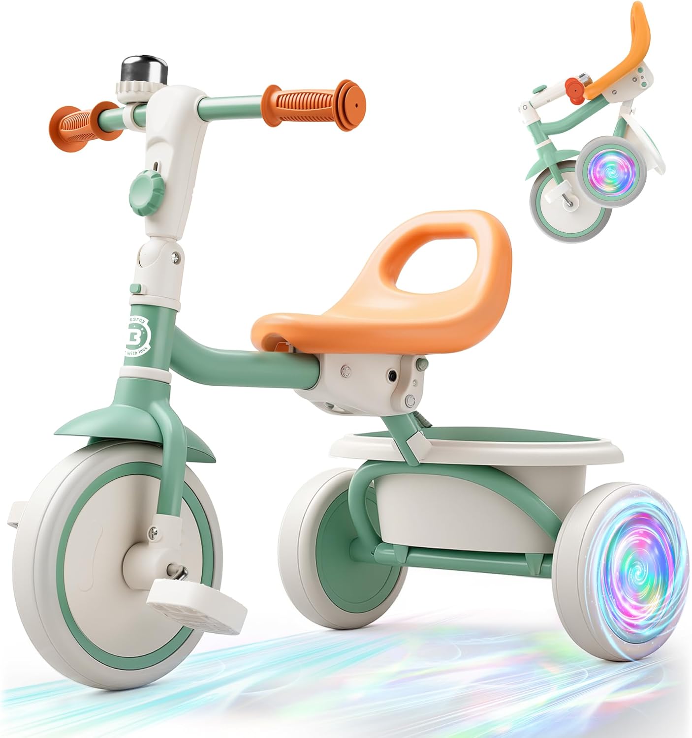 besrey Kids Tricycle with Flash Wheels for Safe Outdoor Fun