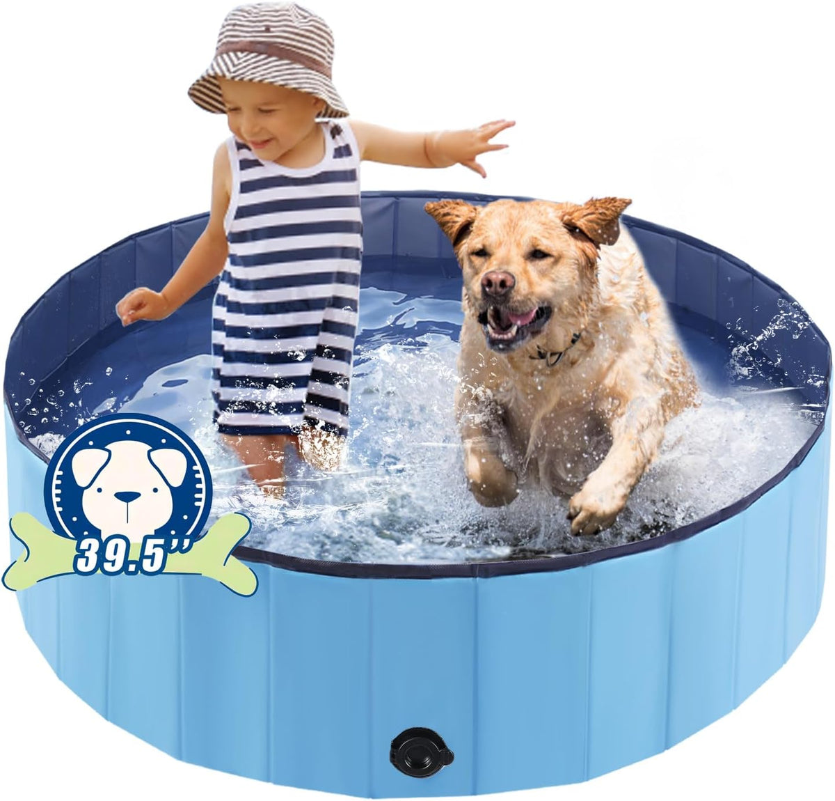 Foldable Dog Pool for Pets and Kids - Portable Bath Tub Fun