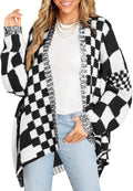 Womens Checkered Sweater Color Block Plaid Cardigan - Cozy Everyday is
