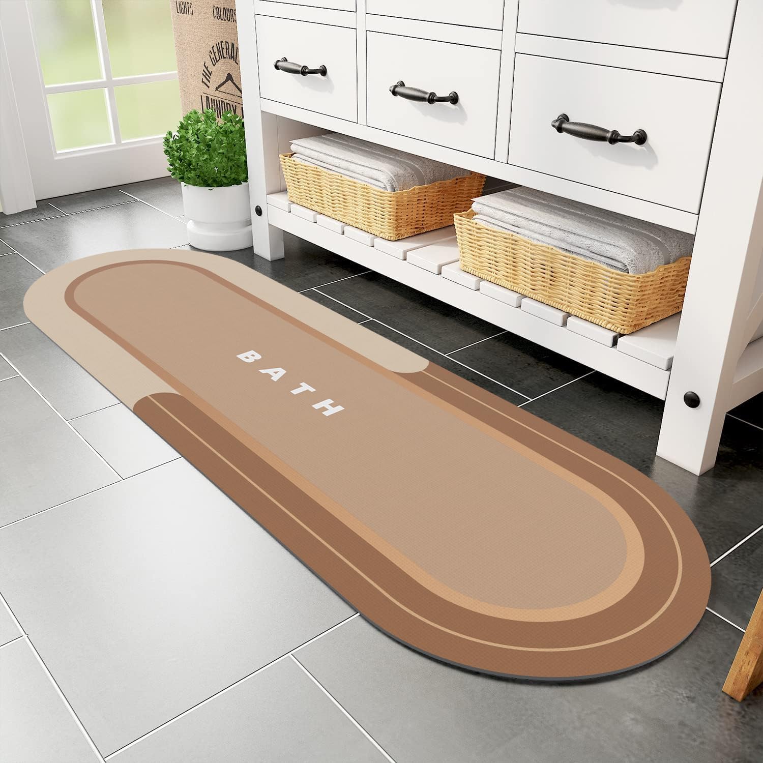 MontVoo Bath Mat Runner - Non Slip Absorbent Quick Dry Rug