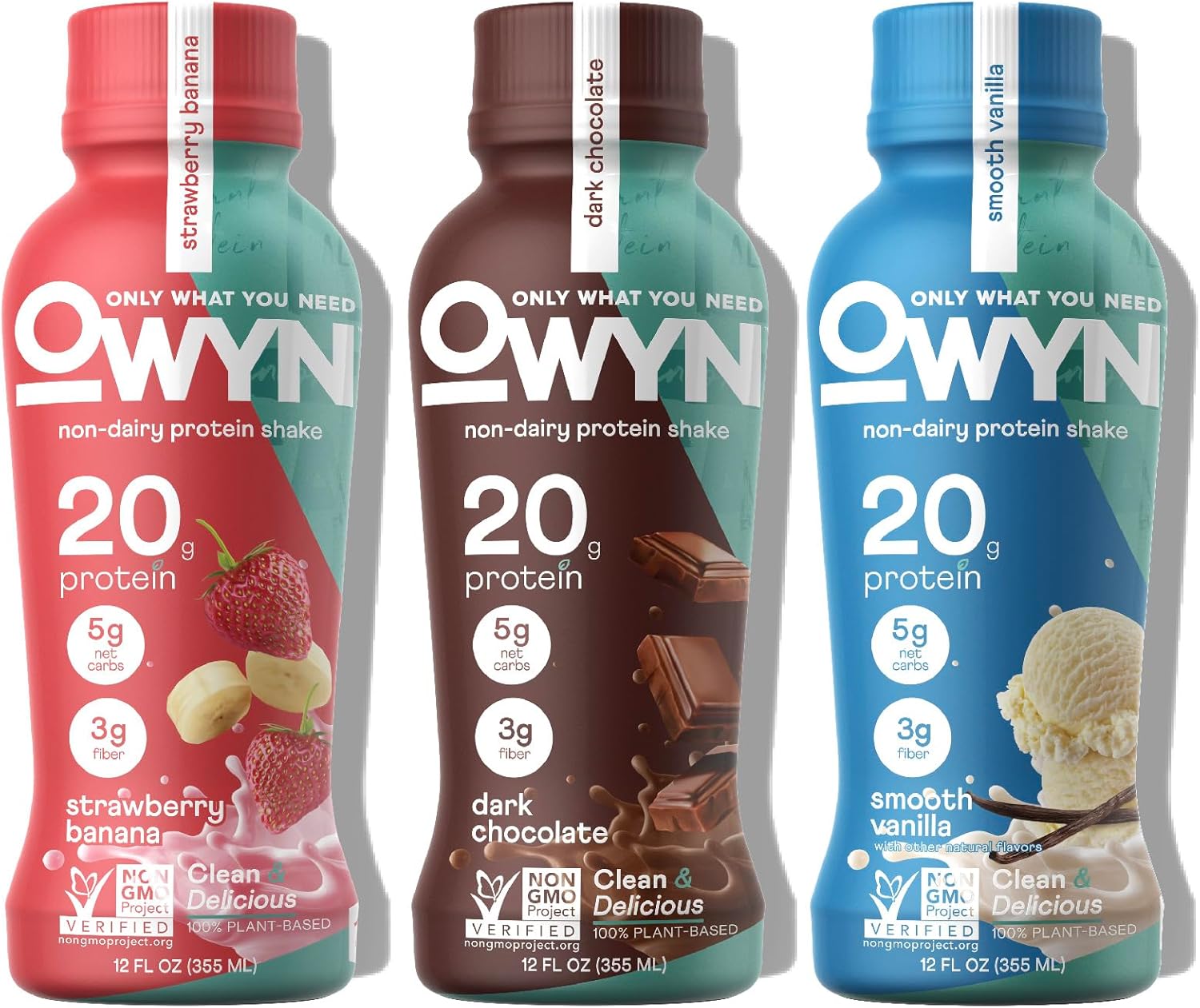OWYN Vegan Protein Shake - Delicious Strawberry Banana Pack