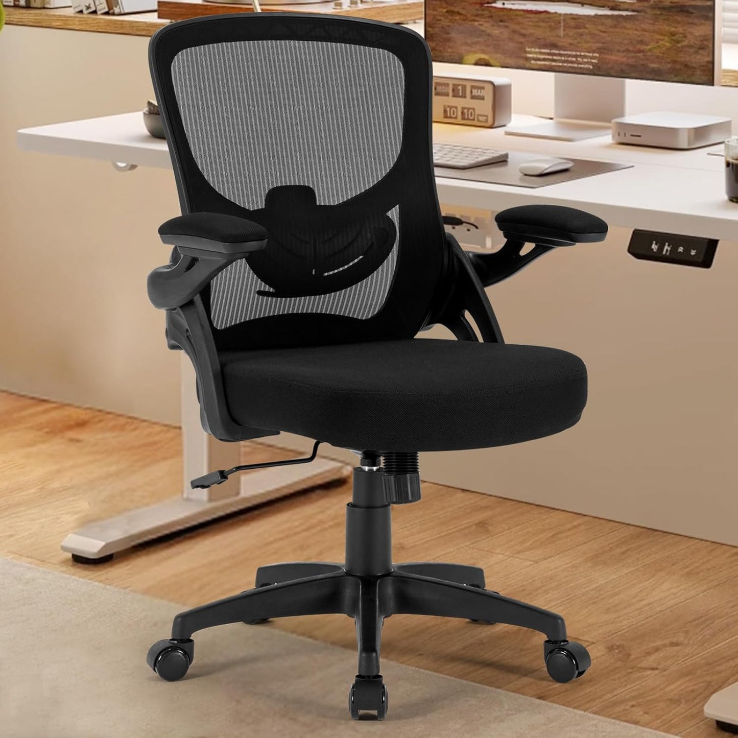 Ergonomic Office Chair with Lumbar Support, Breathable Mesh, Flip-up Arms - OLYFING