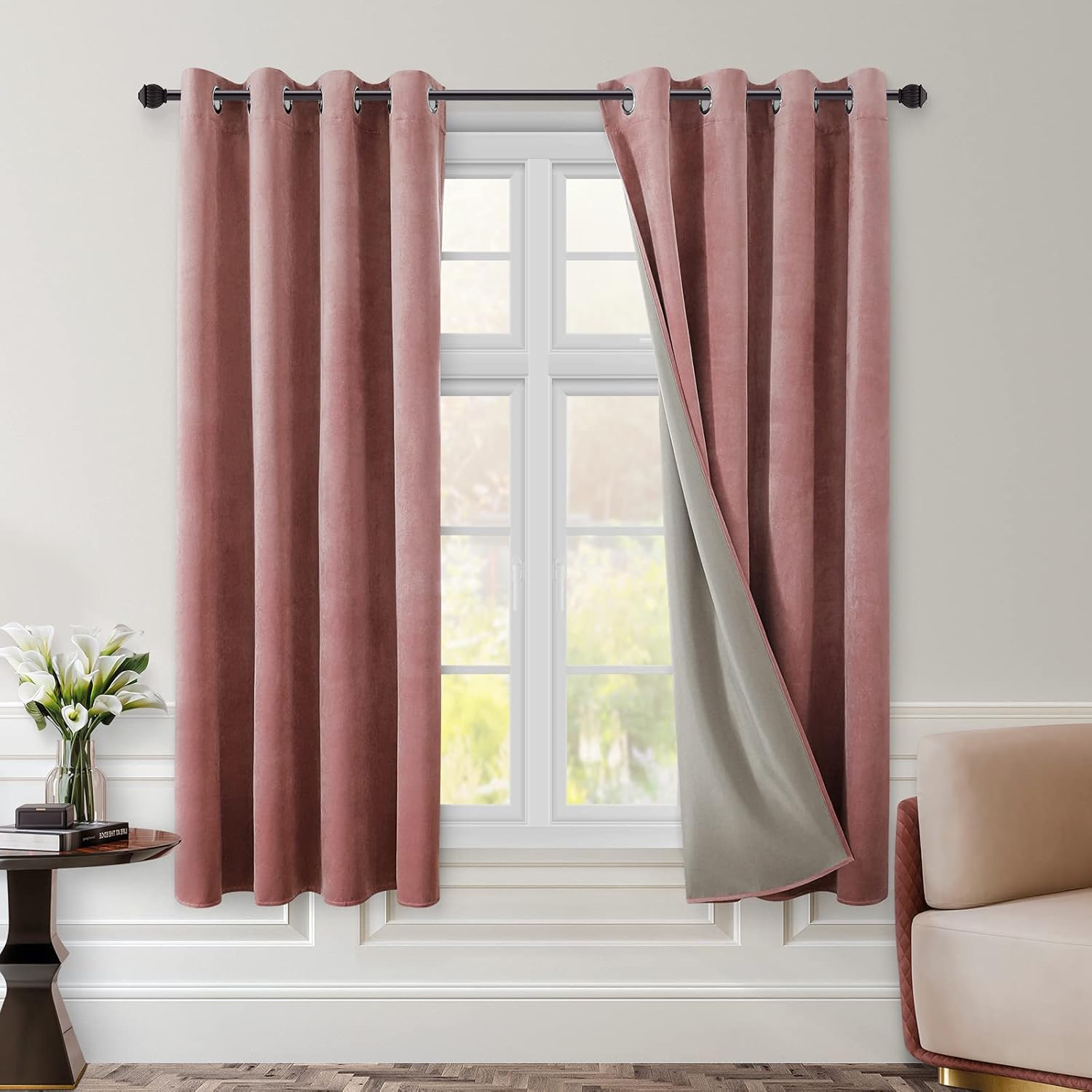 HOMEIDEAS Full Blackout Velvet Curtains ~ Room Darkening